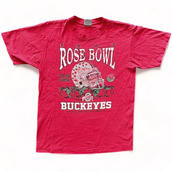 Oneita Other - Vtg 90s Ohio State Buckeyes Football Rose Bowl Shirt Single Stitch Oneita Red L